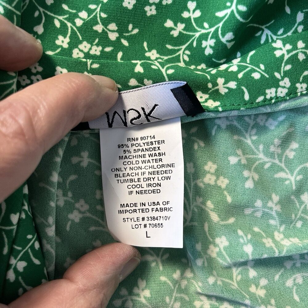 MSK Wrap Dress Lg Kelly Green Floral St Patrick’s Day Midi Retro 70s 80s 90s Y2K - Picture 8 of 9